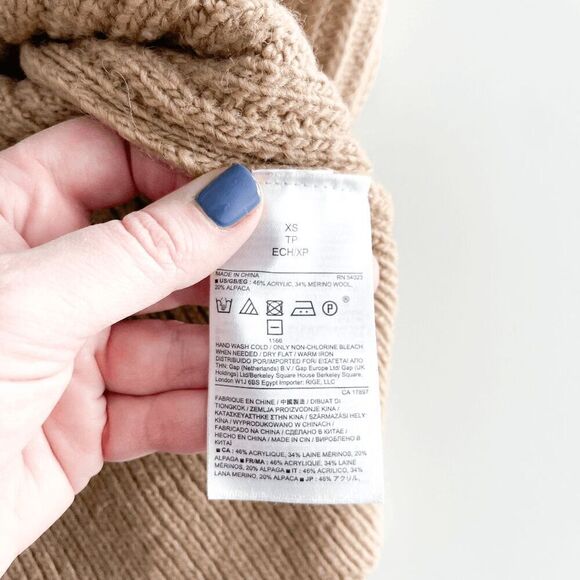 Banana Republic Women's V-Neck Sweater Pullover  Wool Alpaca Textura Tan Size XS - Picture 4 of 7